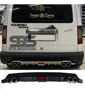 Ford Connect Difüzör Arka Tampon Eki 4 Egzoz Çıkışlı Siyah Tip