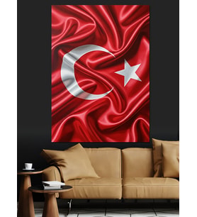 Dalgalanan Türk Bayrağı Resmi Dekoratif Kanvas - Mdf Ahşap Tablo