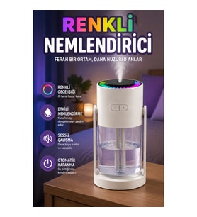 Renkli Gece Işıklı Sessiz Hava Nemlendirici – Otomatik Kapanma Özellikli