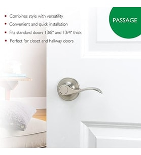 700484 Springdale (2-Yollu-Kilit Passage Kapı Kulp, Ayarlanabilir Cıvata, Saten Nikel Kaplama