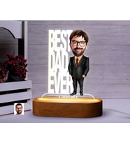 BK Gift Kişiye Özel Baba Karikatürlü Dekoratif 3D Biblo LED Işıklı Gece Lambası-3, Babaya Hediye, Babalar Günü Hediyeleri