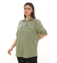 %100 Cotton Büyük Beden Natural Gömlek