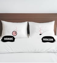 BK Gift Kişiye Özel İsimli Pamuklu Yastık Kılıfı ve Göz Bandı Çift Uyku Seti-1, Tasarım Ev Tekstili, Uyku Bandı, Ev Hediyesi
