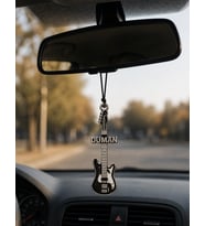 Duman Logolu Elektro Gitar Figürlü Araba Dikiz Aynası Süsü–Rock Müzik Temalı Aksesuar