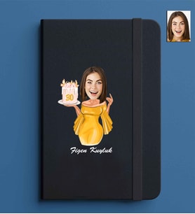 Kişiye Özel Kadın Model 13x21 Siyah Defter-48