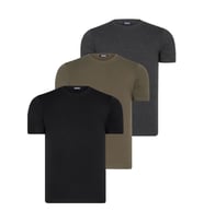 ÜÇLÜ SET T8569 DEWBERRY BİSİKLET YAKA ERKEK T-SHIRT-SİYAH-ANTRASİT-HAKİ (Karışık)