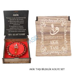 KUTULU KOLYE BİLEKLİK SETİ AKİK TAŞI