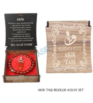 KUTULU KOLYE BİLEKLİK SETİ AKİK TAŞI