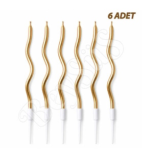 Kıvrımlı 6lı Mum Gold