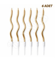 Kıvrımlı 6lı Mum Gold