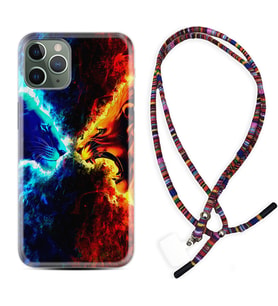 Apple iPhone 11 12 13 14 Pro Max Kılıf Boyun Asklı Rasta Silikon Red Blue Leon 1714
