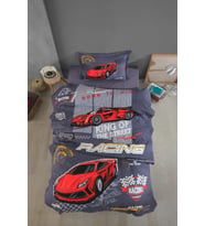 Clasy %100 Pamuk Dört Mevsim Set Tek Kişilik Racing Team V1 Gri (Çok Renkli)