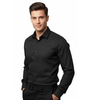 Erkek Silim Fit Armürlü Uzun Kol Gömlek BGL-ST04868 (Siyah)