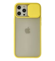 Newface Apple iPhone 12 Pro Max Kılıf Palm Buzlu Kamera Sürgülü Silikon - Sarı