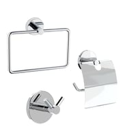 Banyo Aksesuar 3 lü Set Havluluk - Wc Kağıtlık - 2 li Askı Paslanmaz (Krom)