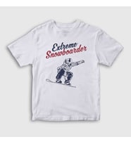 Presmono Unisex Çocuk Beyaz Extreme Snowboarder Hediye Kayak T-Shirt 508552tt