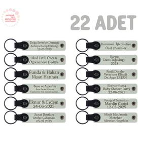 Anaokulu Anısı İçin Üzerinde İsim Yazılı Anahtarlık 22’li Set, Miniklere Çok Özel Hediye, Beyaz