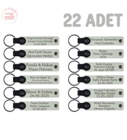 Anaokulu Anısı İçin Üzerinde İsim Yazılı Anahtarlık 22’li Set, Miniklere Çok Özel Hediye, Beyaz