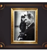 Özel Seri Paspartulu Çerçeveli Atatürk Tablo l476 (Gold)