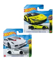 2 Araç Set - Hot Wheels Lamborghini Sesto Elemento - Beyaz & Hot Wheels '16 Lamborghini Centenario Roadster - Yeşil (1/64) HTC23 - JJK74