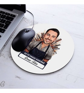 Kişiye Özel Hediye Karikatürlü En İyi Erkek Kuaför Mousepad