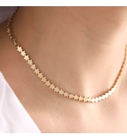 Altın Yıldız Zincir Kolye 40 cm  (Çok Renkli)