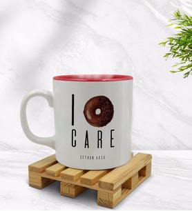 BK Gift Kişiye Özel I Don't Care Tasarımlı İçi Kırmızı Renkli Kupa Bardak Model 1