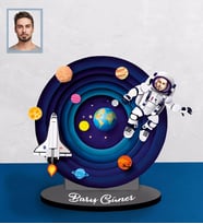 Kişiye Özel Uzay Karikatürlü Ahşap Biblo Bay-4-Eco