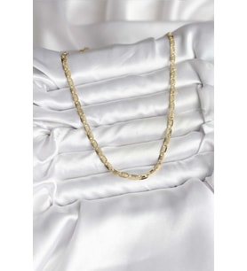 14K Gold Renk Kaplama Plaka Ezme Model Zincirli CM Kadın Kolye 5886 - LOHO3877-1117