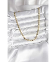 14K Gold Renk Kaplama Plaka Ezme Model Zincirli CM Kadın Kolye 5886 - LOHO3877-1117