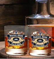 BK Gift Kişiye Özel İsimli DTF Chivas Tasarımlı İkili Viski Kadeh Seti-1, Arkadaşa Hediye, Sevgiliye Hediye