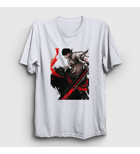 Presmono Unisex Beyaz Zoro Anime One Piece T-Shirt 136210tt