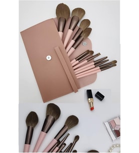 Pastel Pembe Şık Çantalı Fırça Seti Nişan Çeyiz Bohça