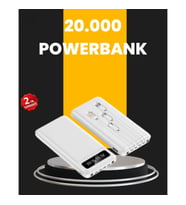 Mey İthalat® LED Işıklı 20.000mAh Powerbank LCD Gösterge Dahili Çoklu Kablo