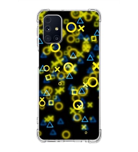 Samsung Galaxy M31s  Köşe Korumalı Antişok Kapak  Semboller Tasarımlı Şeffaf  Kılıf