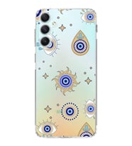 PrintiFy Samsung Galaxy A34 ile Uyumlu 1mm Slim Fit Nazar Boncuğu 5 Baskılı Şeffaf  Kılıf