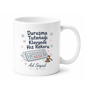 Katibe Hanıma Duruşma Tutanağı Klavyede Hız Rekoru Şirin Kupa Hediye Bardak