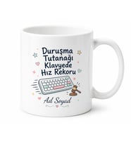 Katibe Hanıma Duruşma Tutanağı Klavyede Hız Rekoru Şirin Kupa Hediye Bardak