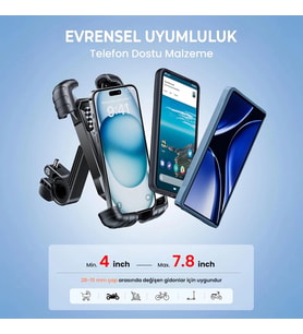 360° Derece Ayarlanabilen Gidon Bağlantılı Bisiklet Motosiklet İçin Abs 4-7.8″ İnç Telefon Tutucu