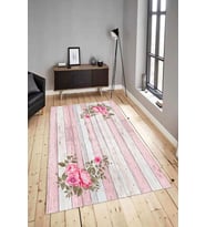 Dijital Baskılı Yıkanabilir Kaymaz Modern Renkli Salon Halısı Mutfak Halısı Yolluk ND-HY-987 (Pembe)