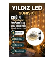 Dekoratif Yıldız LED Perde Aydınlatma 20 LED 5 Metre Günışığı Işıklı