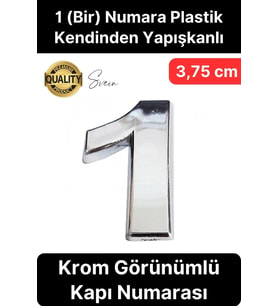 No 1 Kapı Numarası Kendinden Yapışkanlı Masa Dolap Plastik Ev Posta Kutusu Dış Mekan Daire 3,75 cm