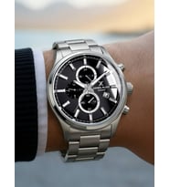 Daniel Klein Exclusive Erkek Kol Saati – Siyah Kadran – Çelik Kordon – Takvim & Kronograf Detaylı