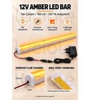 Luciole 100 CM ColorBar Amber LED Bar 12V 12W Adaptörlü Anahtarlı Yapışkanlı Tezgah Altı Dolap İçi Aydınlatma