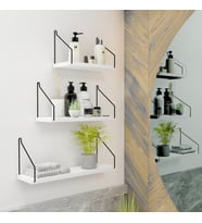 Duvar Rafı 3’lü Set Kitaplık Mutfak Banyo Yaşam Alanı Beyaz
