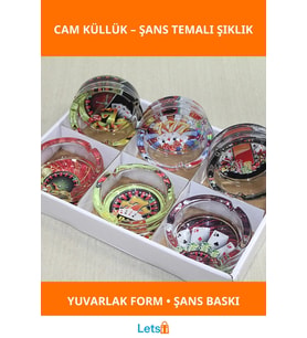 Şans Temalı Yuvarlak Cam Küllük, Şık ve Modern Tasarım