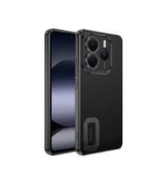 Xiaomi Redmi Note 14 5G Kılıf Kamera Korumalı Logo Gösteren Şeffaf Kapak (Siyah)