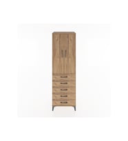 Hyperion Dolap Tek Raflı 5 Çekmeceli Tek Askılı 60x44x195 Çam-Çam