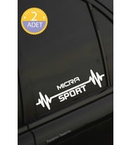 Nissan Micra Nabız Kalp Atışı Ritim Micra Araç Uyumlu Oto Sticker 2 Adet Beyaz 20*7CM
