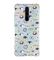PrintiFy Xiaomi Note 8 Pro Uyumlu Nazar Boncuğu 2 Baskılı Şeffaf Köşe Korumalı Antişok Kılıf